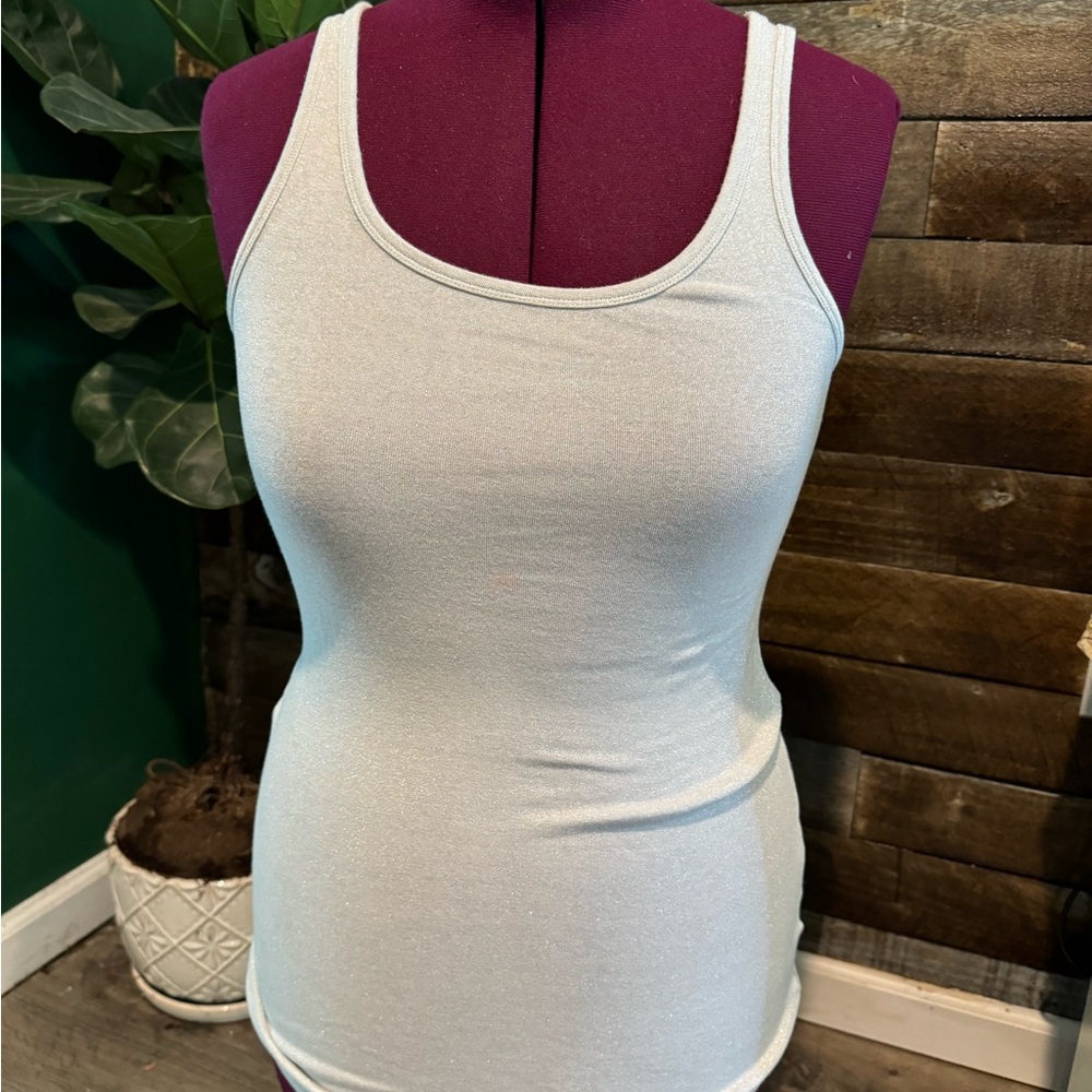 Women's shiny White Tank Top